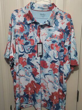 NEW Walter Hagen 3XL Performance 11 Mens Golf Polo Red White Blue Florals